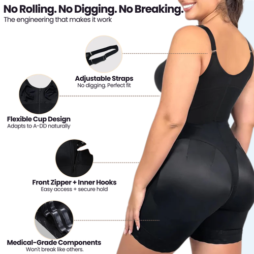 Loumora Full Body Shapewear with Anti-Roll Tech & Zipper