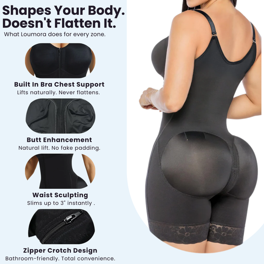 Loumora Full Body Shapewear with Anti-Roll Tech & Zipper