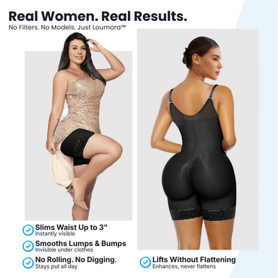 Loumora Full Body Shapewear with Anti-Roll Tech & Zipper