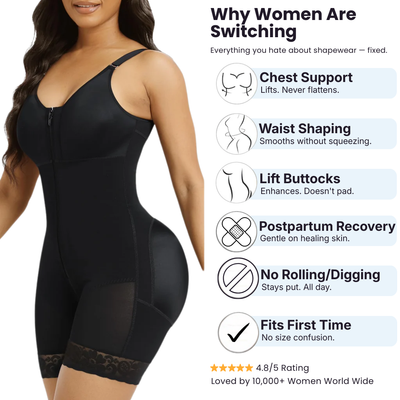 Loumora Full Body Shapewear with Anti-Roll Tech & Zipper